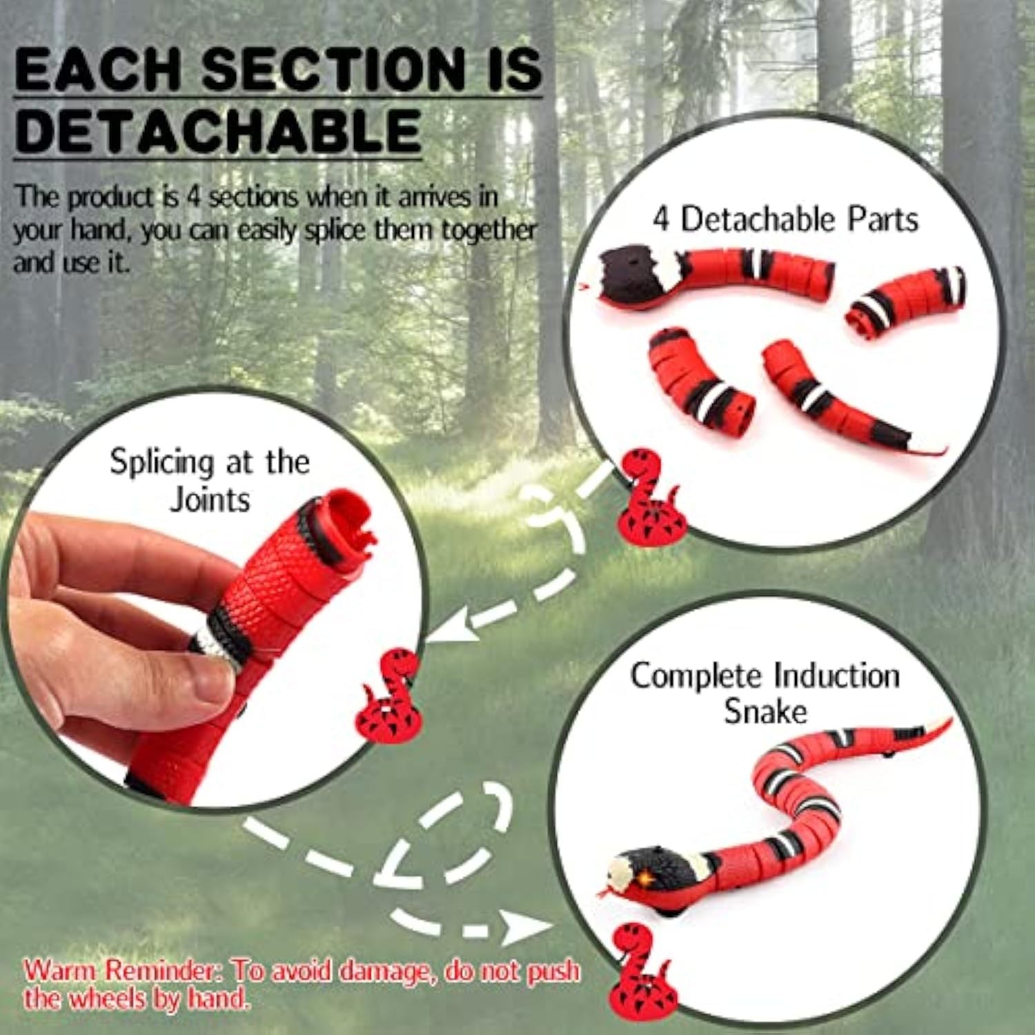 Interactive Cat Toy Snake Smart Sensing Snake Toy For Cat Dog Pet Toy Snake Electric Infrared Induction Snake Gag Toy USB Rechargeable Realistic RC Snake Tricky Joke Toy