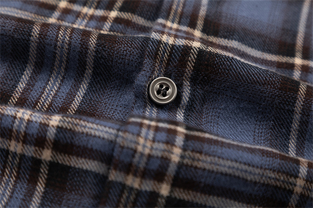 Gradient Short Sleeve Plaid Shirt Men