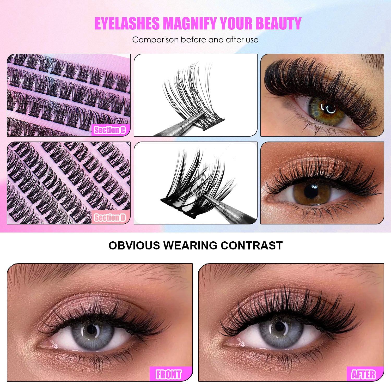 12 Rows Of 150 Segmented Lashes In Clusters