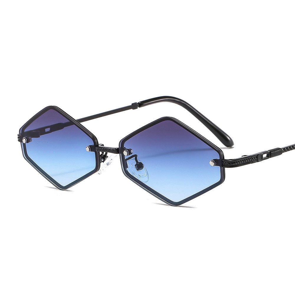 Diamond-shaped Decorative UV Protection Sunglasses Without Rim