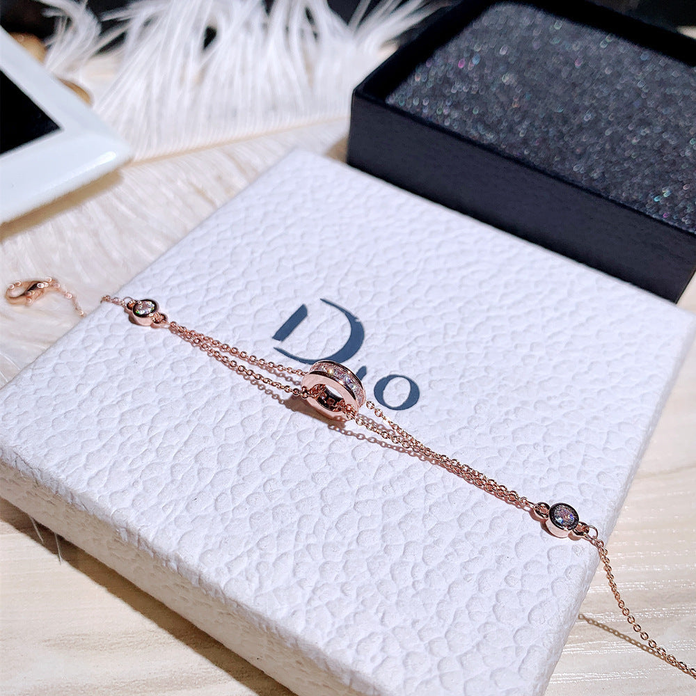 Rhinestone Circle Temperament Bracelet Hand Jewelry Women