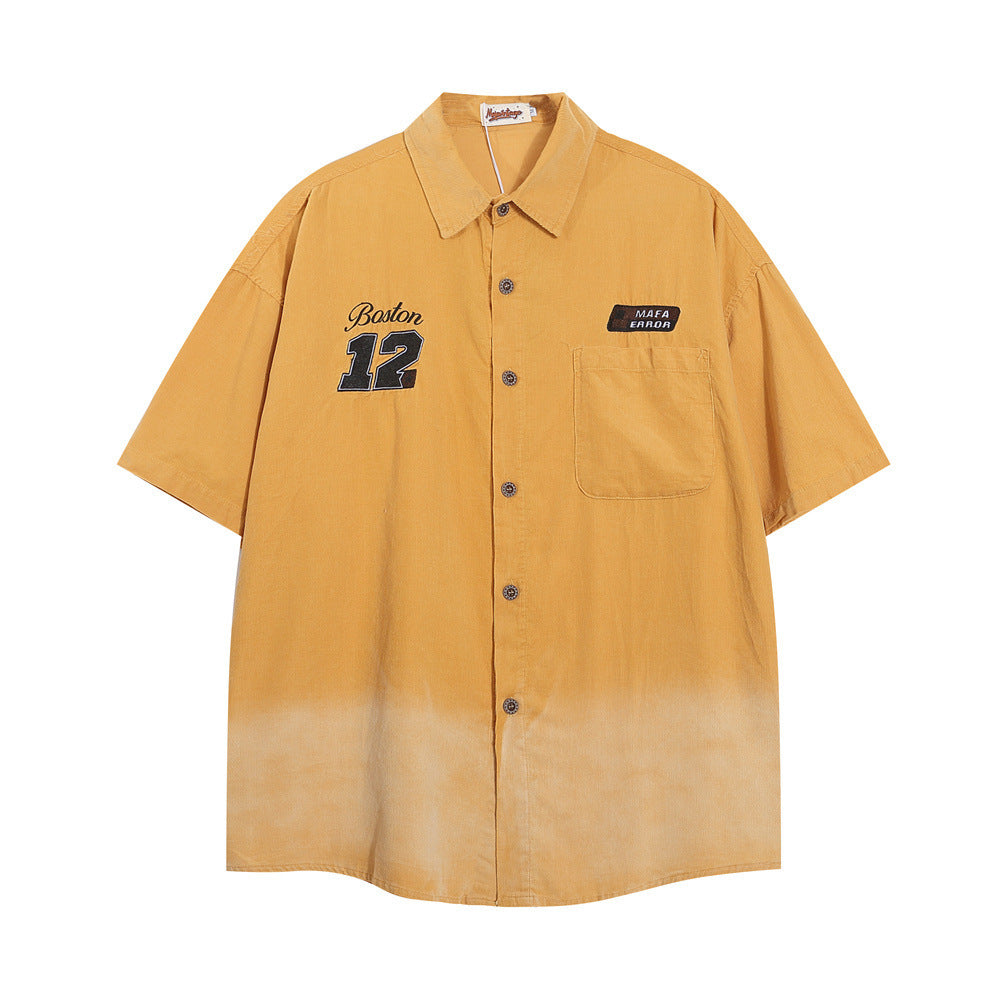 Embroidered Pocket Loose Shirt Summer Men