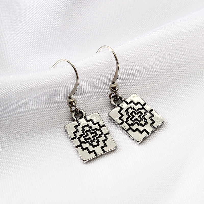 Retro Cross Alloy Earrings Necklace Jewelry Set