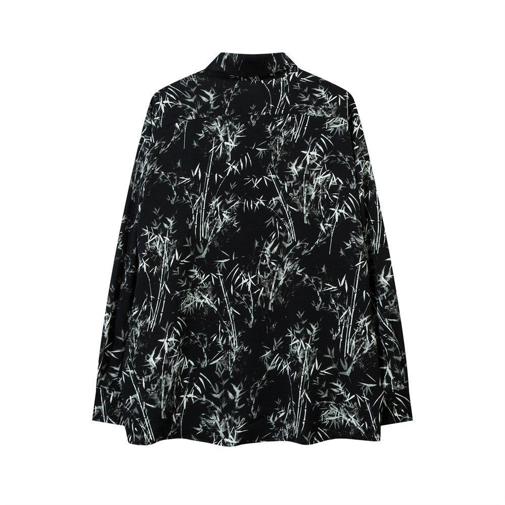 Bamboo Forest Printing Loose Shirt Men