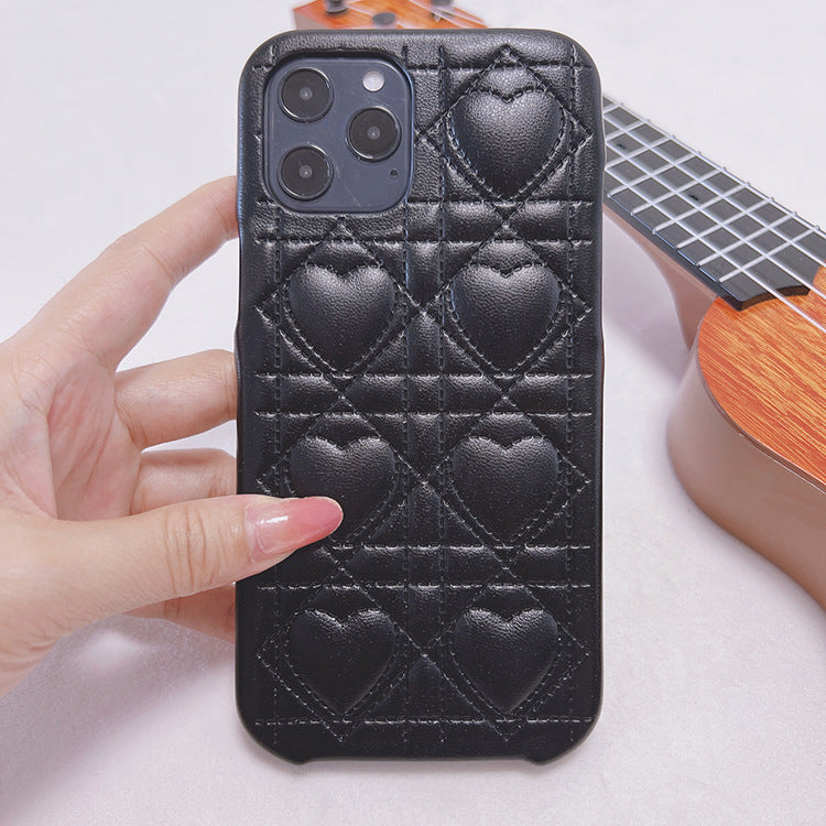 Creative Lingge Leather Silicone Phone Case