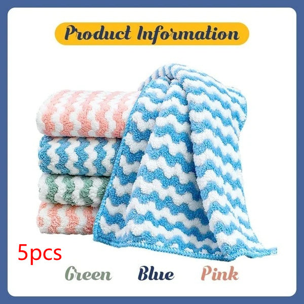 Kitchen Cleaning Rag Coral Fleece Dish Washing Cloth Super Absorbent Scouring Pad Dry And Wet Kitchen Cleaning Towels Lazy Cleaning Supplies