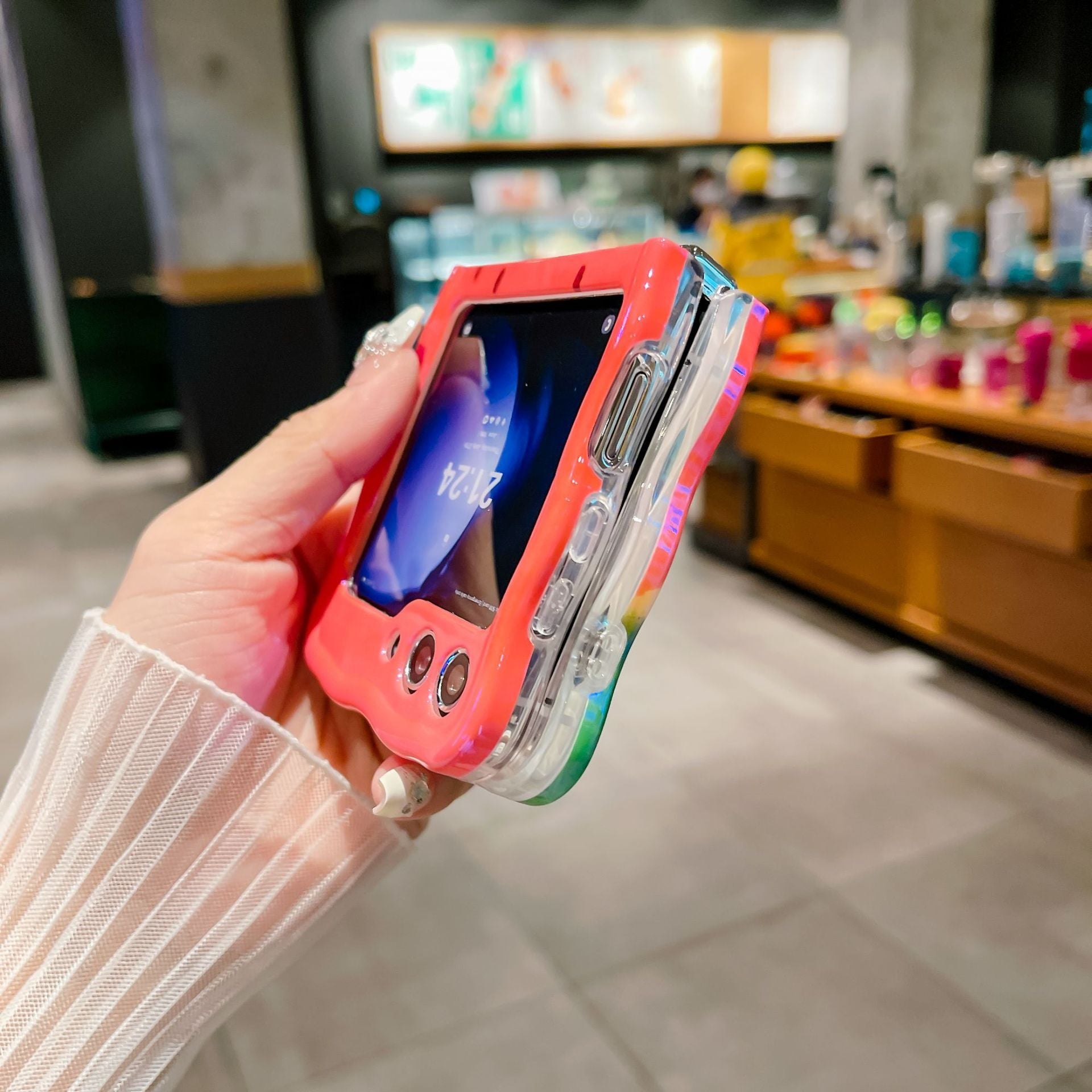 Korean Style Folding Protective Cover Simple Blue Light Watermelon Phone Case