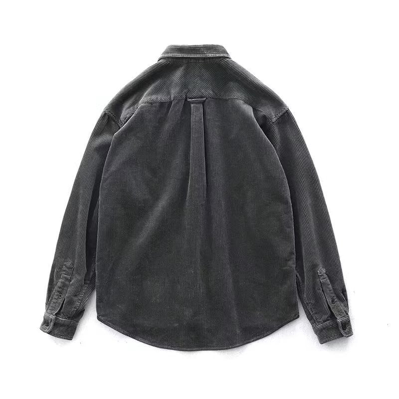 Vintage Corduroy Shirt Men Loose Cargo Shirt Coat