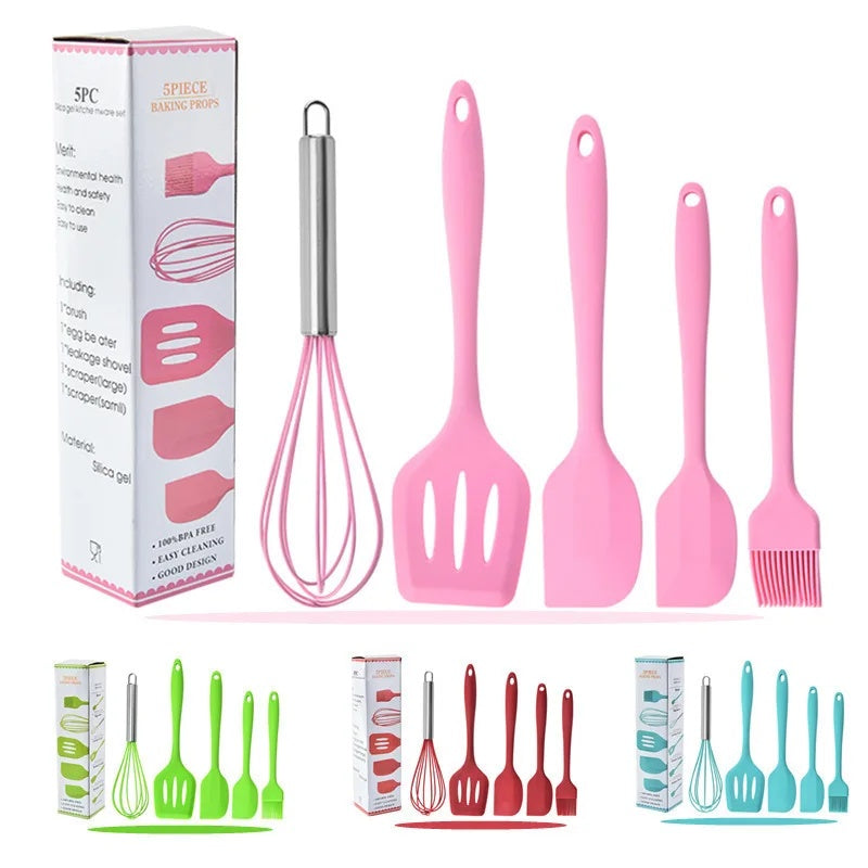 Silicone Kitchenware Non-Stick Cookware Kitchen Utensils Set Spatula Shovel Egg Beaters Silicone Handle Cooking Tool Set