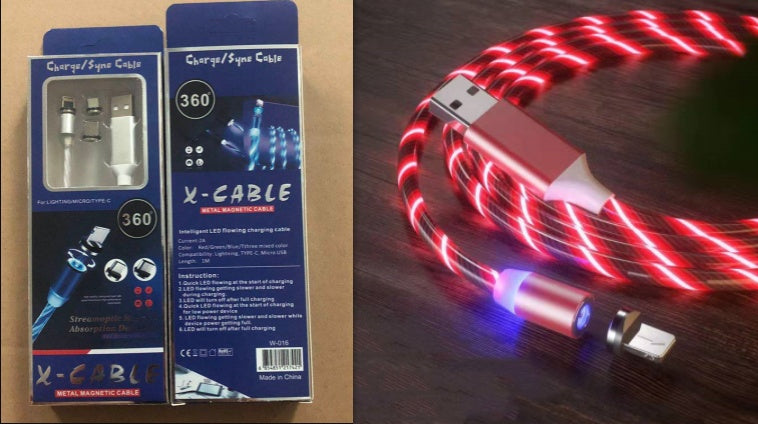 Mobile Phone Three-in-one Light-emitting Charging Streamer Magnetic Data Cable