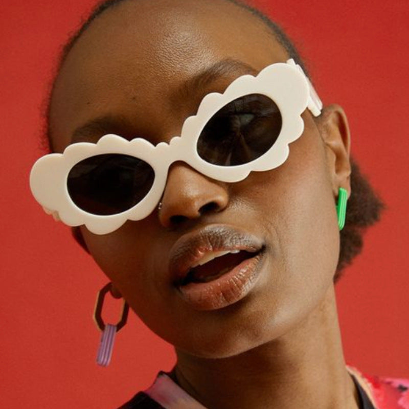 Personalized Clouds Oval Sunflower Flowers Sun Protection Glasses