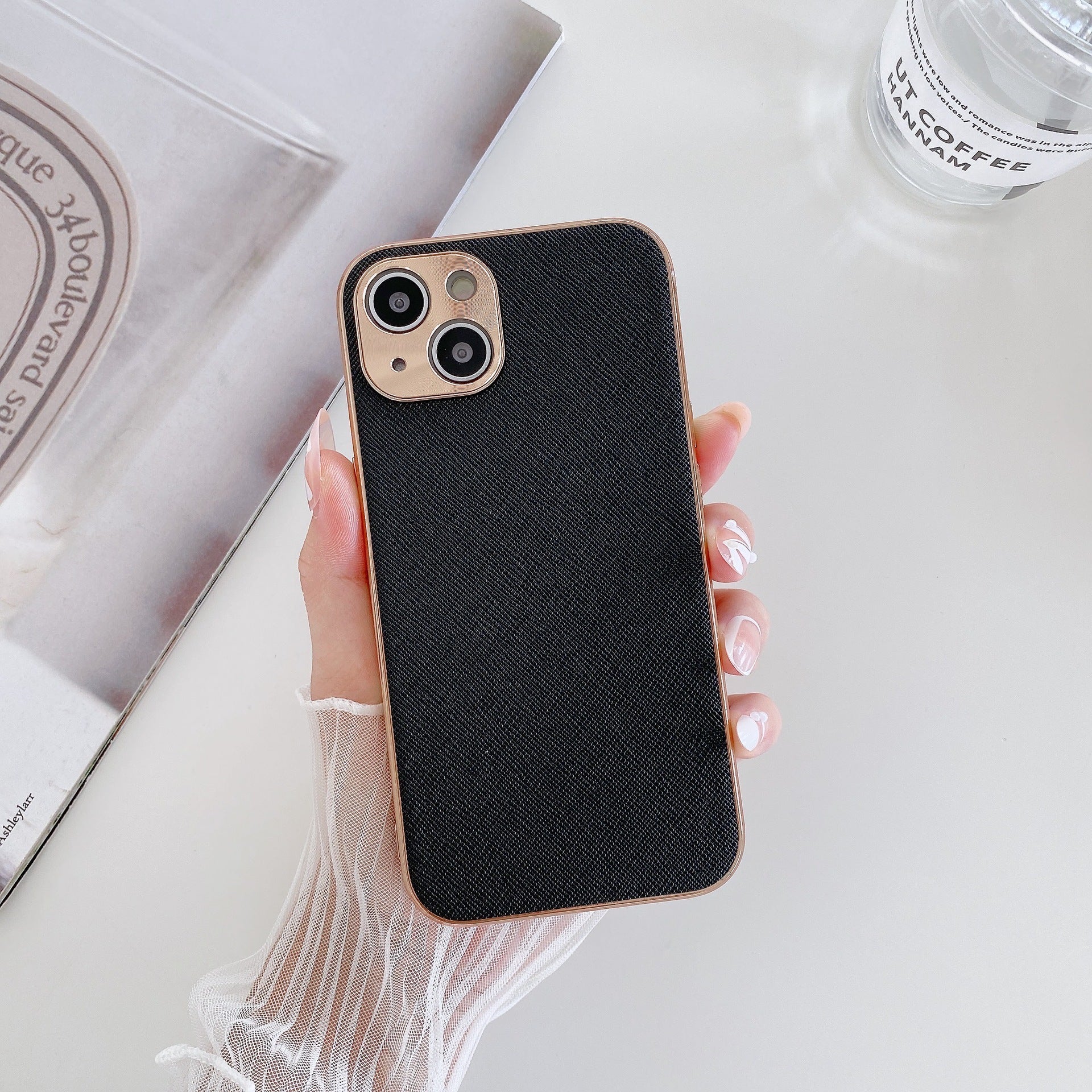 Electroplated Cross Pattern Mobile Phone Case Fine Hole