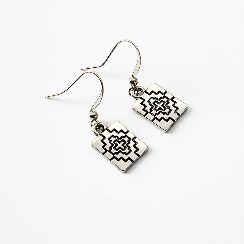 Retro Cross Alloy Earrings Necklace Jewelry Set