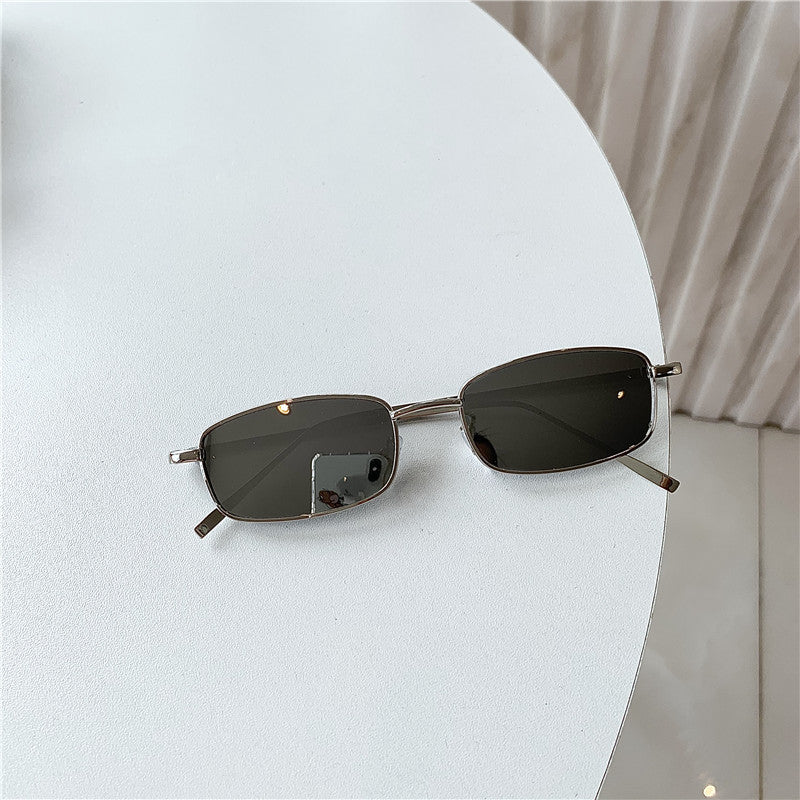 Sunglasses Eyes Trendy Small Frame Rectangular Golden Edge