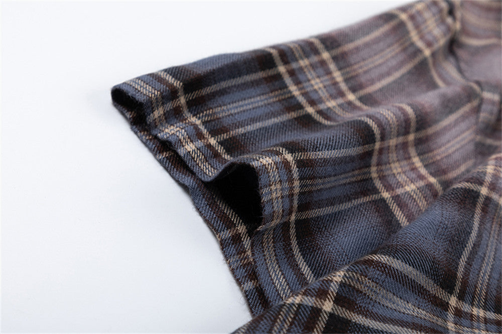 Gradient Short Sleeve Plaid Shirt Men