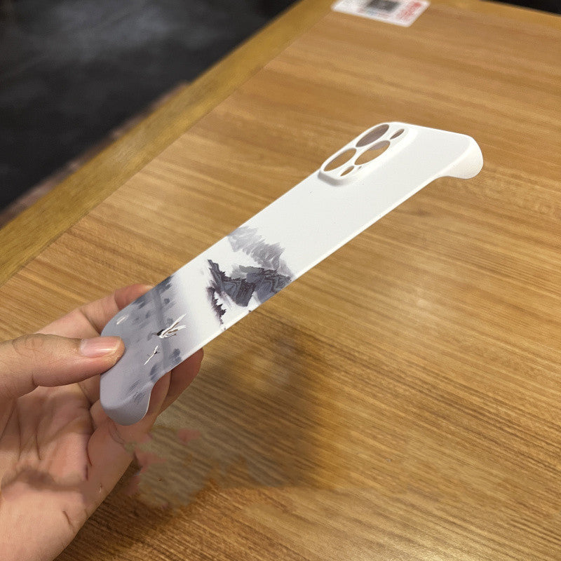 Water Painting White Crane Borderless Simple Mobile Phone Case