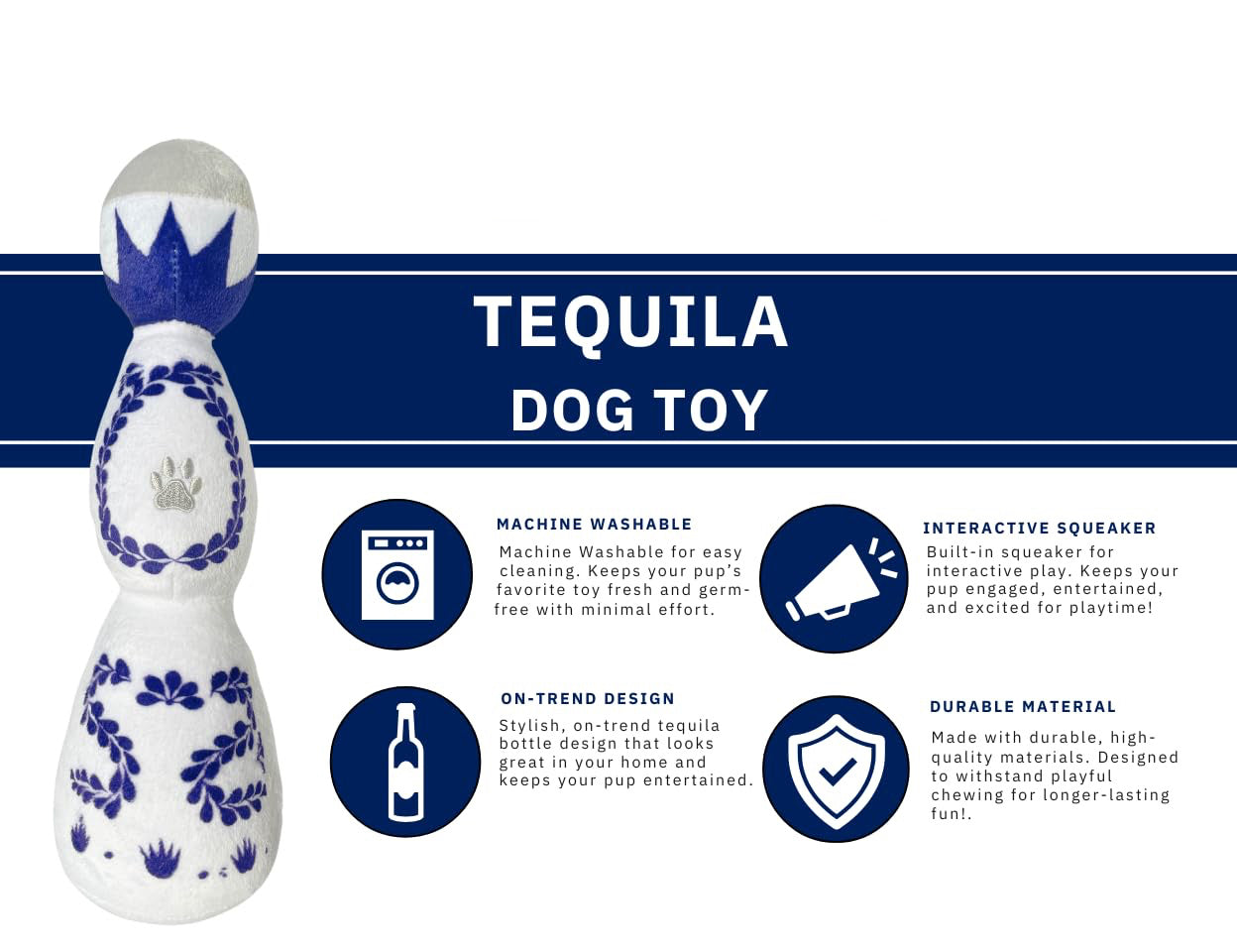Funny Tequila Dog Toy Boujee Plush Dog Toy With Squeaker Funny And Cute Dog Toy For All Dog Sizes Great DogBirthday Toy Alcohol Dog Toy