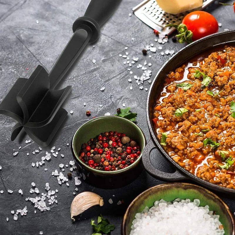 5 Blade Heat Resistant Nylon Meat Chopper Non Scratch Potato Masher Tool Safe For All Cookware Kitchen Utensil For Ground Beef Hamburger Smasher Cooking Tools