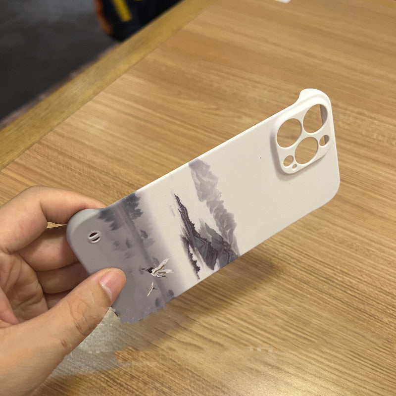 Water Painting White Crane Borderless Simple Mobile Phone Case