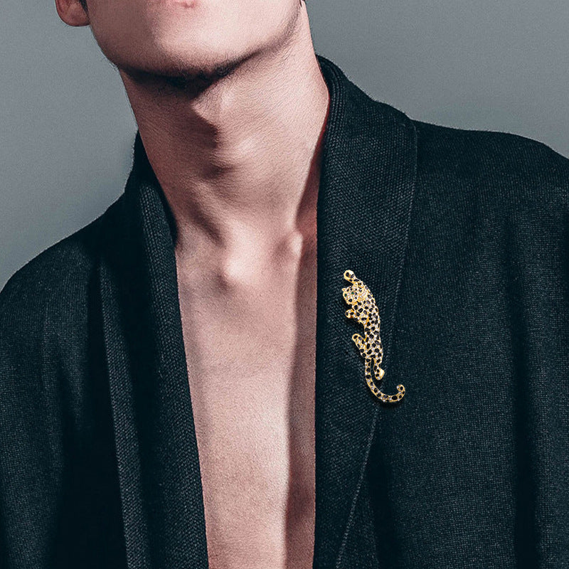 Fashion European And American Style Leopard Accessories Corsage Unisex Brooch Diamond Brooch Jewelry Pin Alloy Accessories