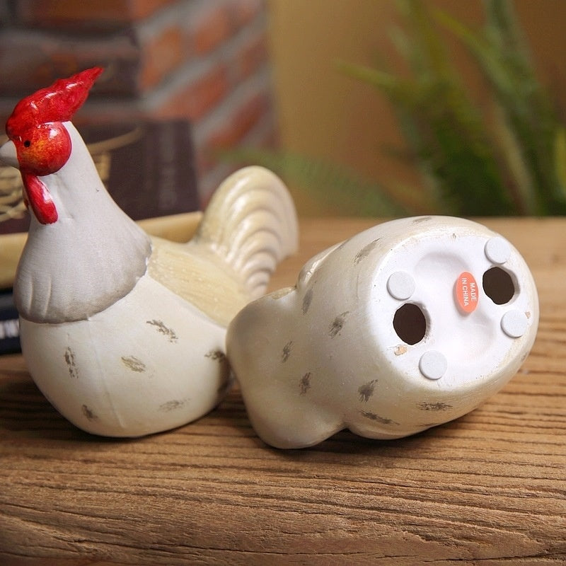 American Country Color Couple Chicken Dolls Ceramic Indoor Cabinet Decoration