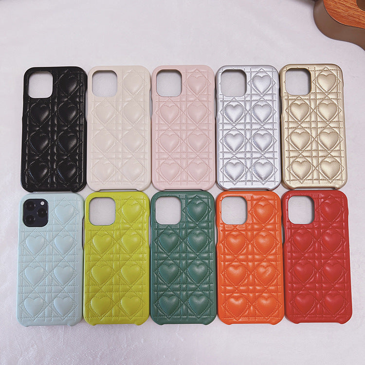 Creative Lingge Leather Silicone Phone Case