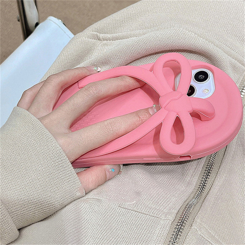 Bowknot Human Slippers Silicone Phone Shell
