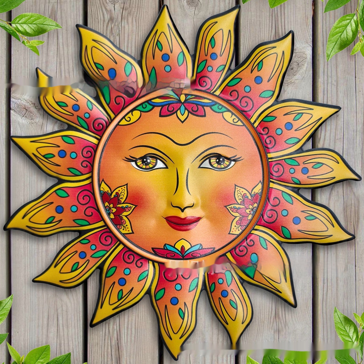 Iron Sun Face Wall Hanging Garden Indoor Living Room Metal Decorative Crafts