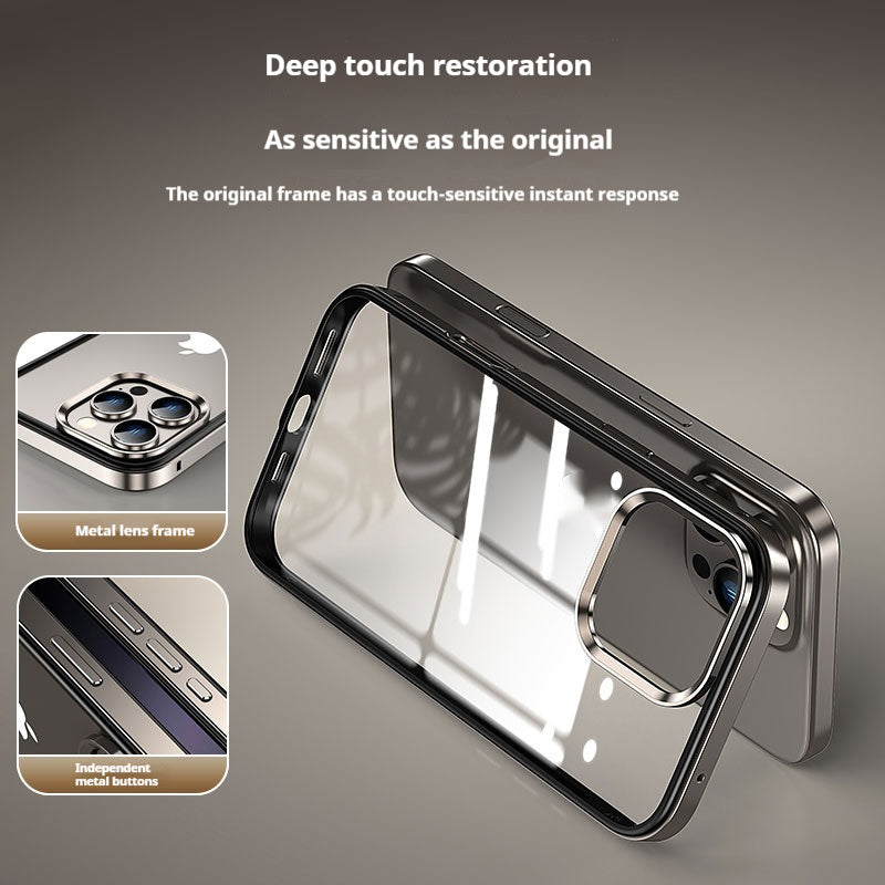 Metal Border Shell HD Transparent Flexible Glue Heat Dissipation Drop-resistant All-inclusive Shell Phone Case