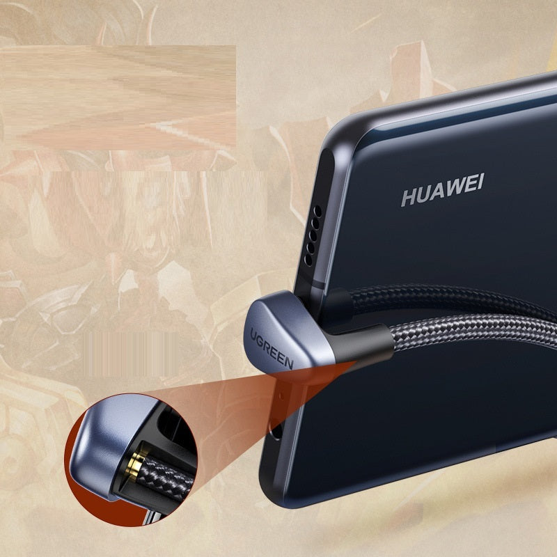 Lvlian USB Type-C Cable 5a Elbow U-shaped Braided Charging Long Cable