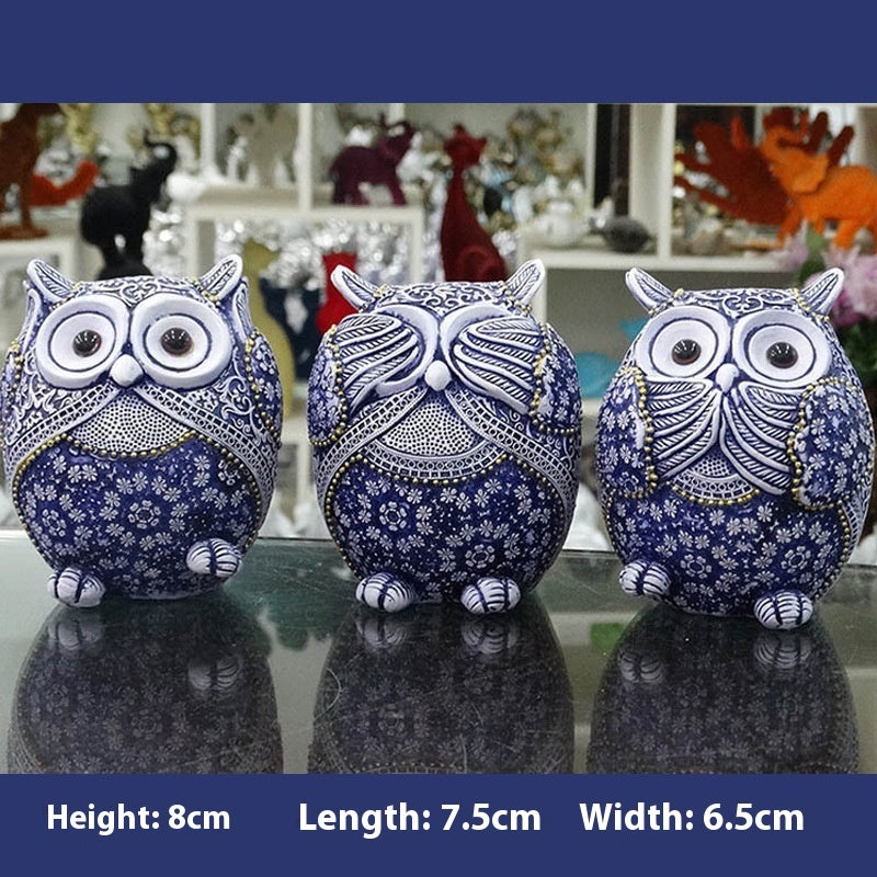 Blue And White Owl Home Creative Small Ornaments