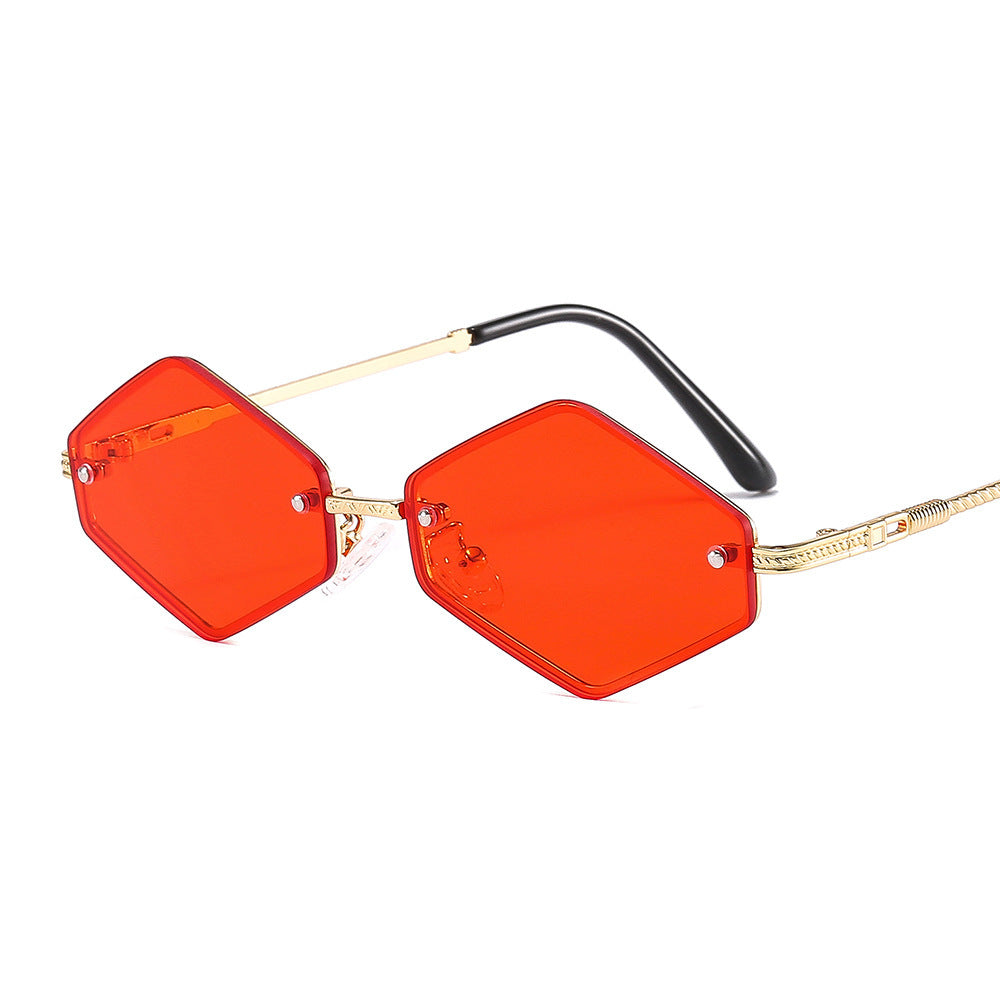 Diamond-shaped Decorative UV Protection Sunglasses Without Rim
