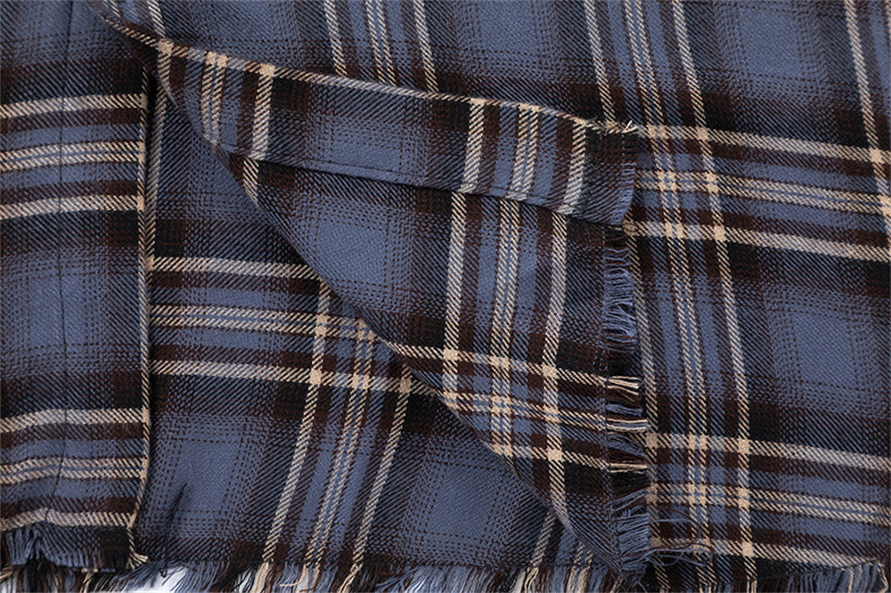 Gradient Short Sleeve Plaid Shirt Men