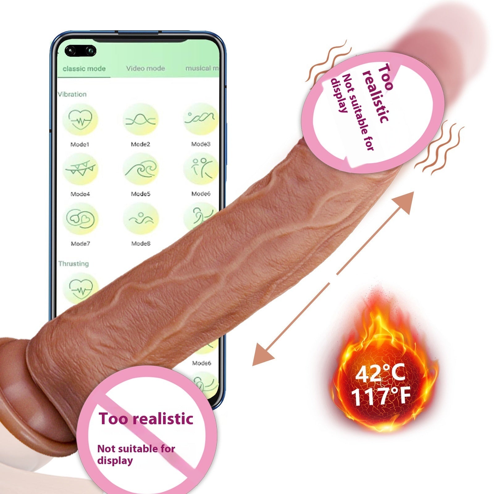 Wireless Remote Control APP Peristaltic Telescopic Heating Simulation Female Massage Supplies