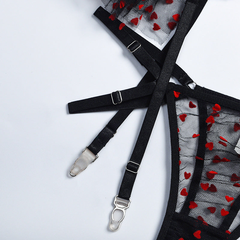 Women's Cute Dewy Flesh Perspective Three-piece Set