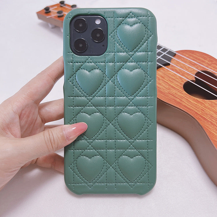 Creative Lingge Leather Silicone Phone Case