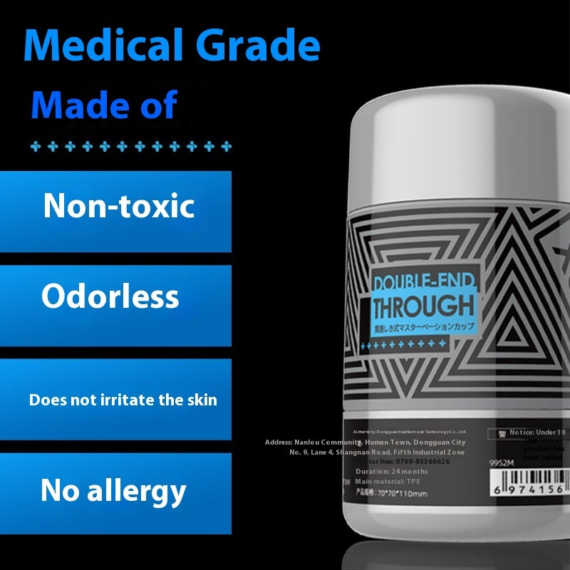 Dual-Channel Convenient Through-type Men's Manual Massager