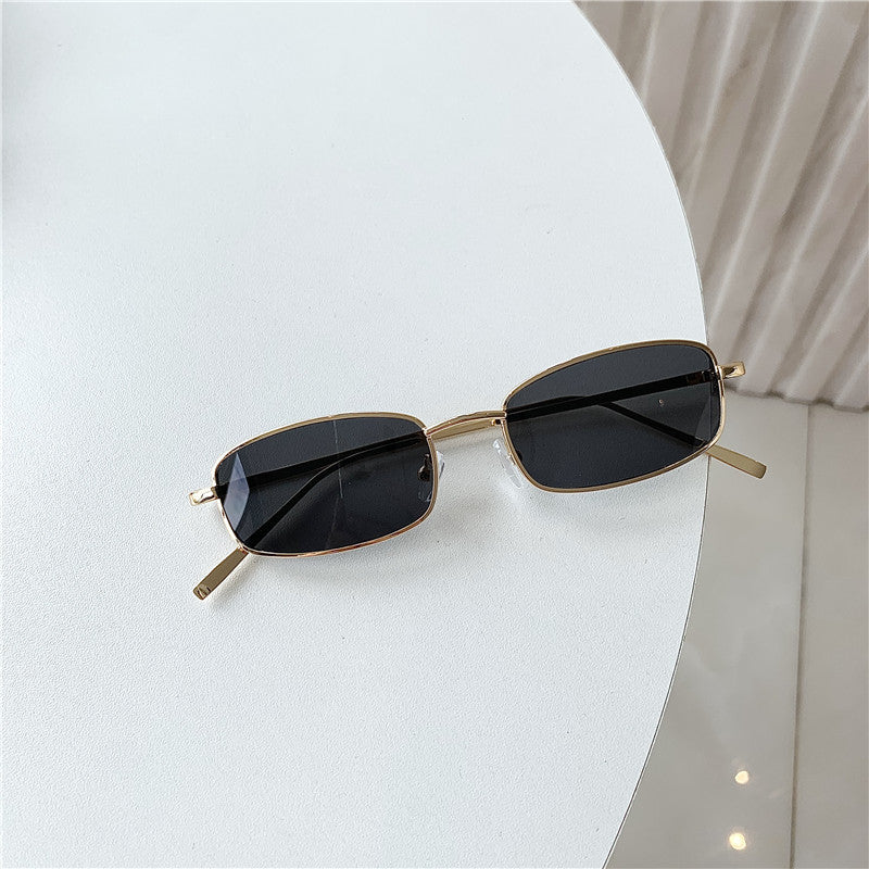 Sunglasses Eyes Trendy Small Frame Rectangular Golden Edge