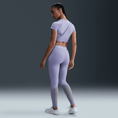 Nike Pro Women's Mid-Rise Mesh-Paneled Leggings