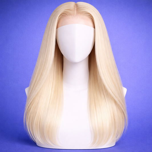 Transparent Lace 13x4 Glueless Human Hair Wig (Silky Straight Platinum Blonde)