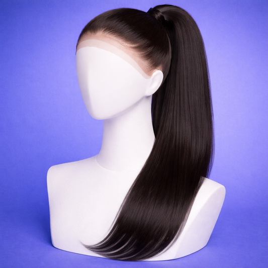 360 Full Lace Glueless Human Hair Wig (Silky Straight Ponytail Ready)